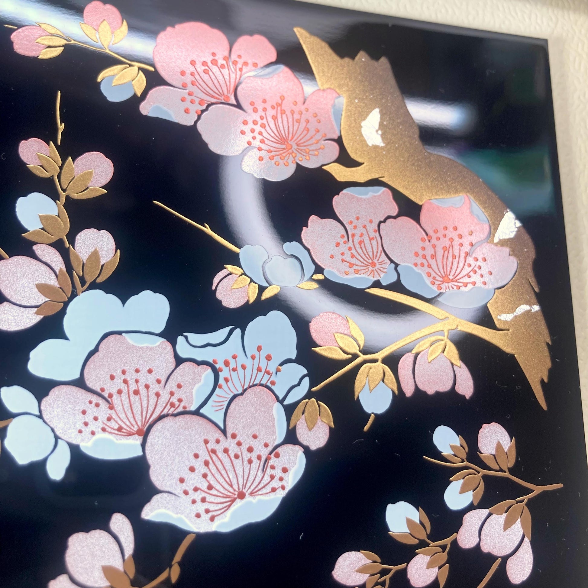 Framed Japanese foliage tile - synthetic urushi print