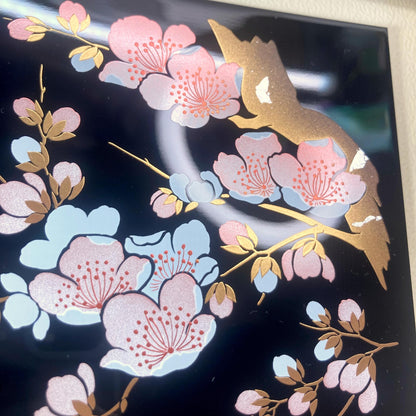 Framed Japanese foliage tile - synthetic urushi print