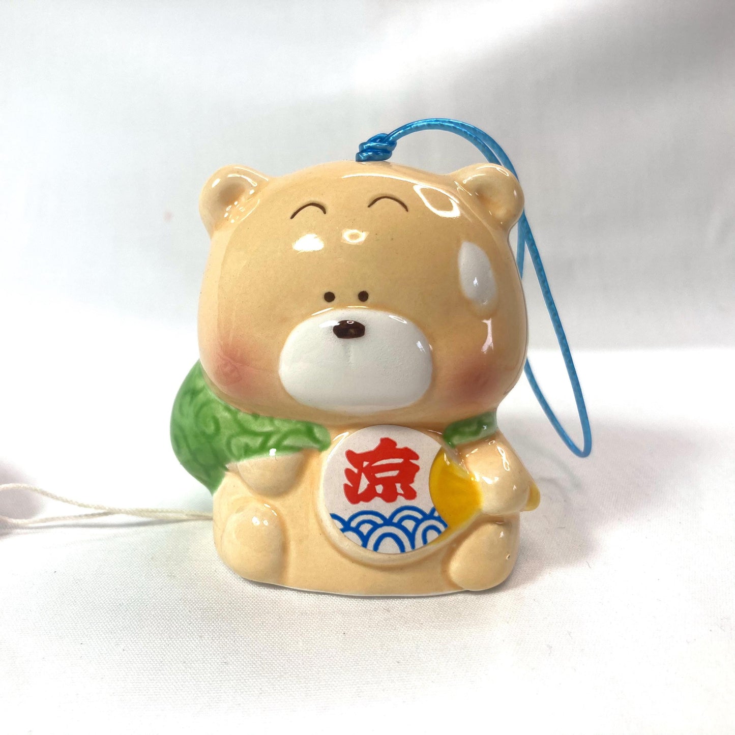 Japanese Ceramic Bear Wind Chime: 80s Comic Style Fuurin