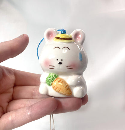 Bunny Wind Chime: Japanese Ceramic Fuurin with Pumpkin