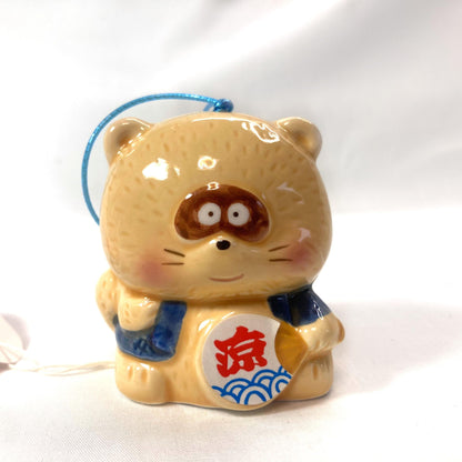 Tanuki Wind Chime: Japanese Ceramic Fuurin with Festival Paper