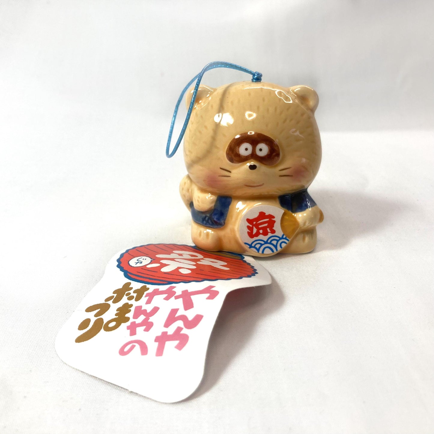 Tanuki Wind Chime: Japanese Ceramic Fuurin with Festival Paper