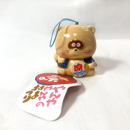 Tanuki Wind Chime: Japanese Ceramic Fuurin with Festival Paper