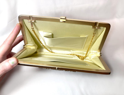 Vintage kimono handbag - two-way red brocade with butterflies