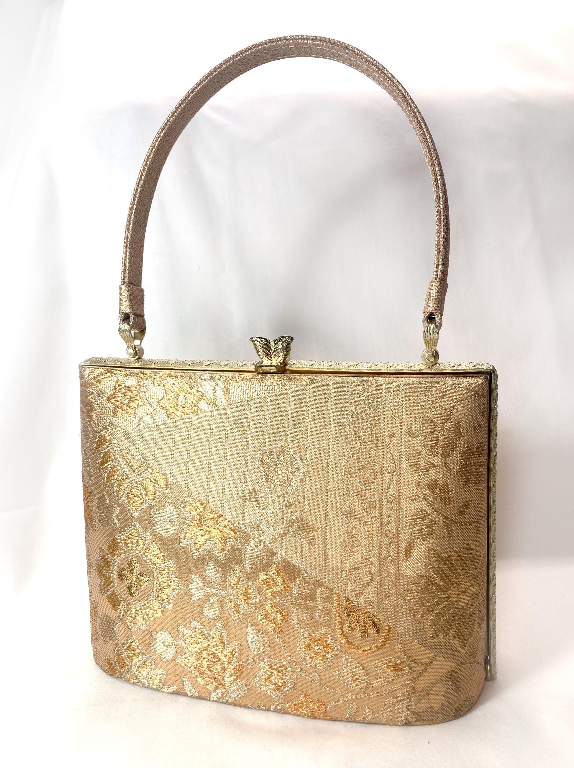 Vintage kimono handbag - metallic golden tapestry