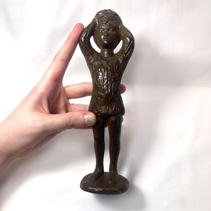 Japanese metal cast female bust - "Yorokobi" by Ueki Chikara