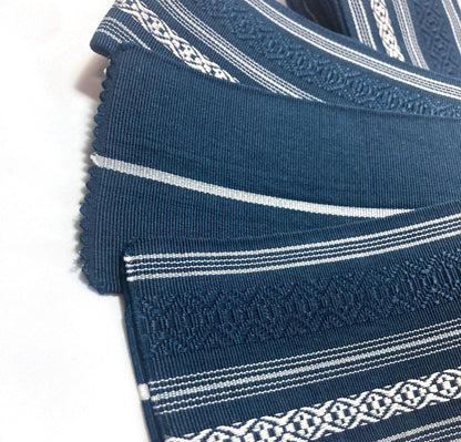 Vintage narrow kaku obi - teal hakata ori (silk)