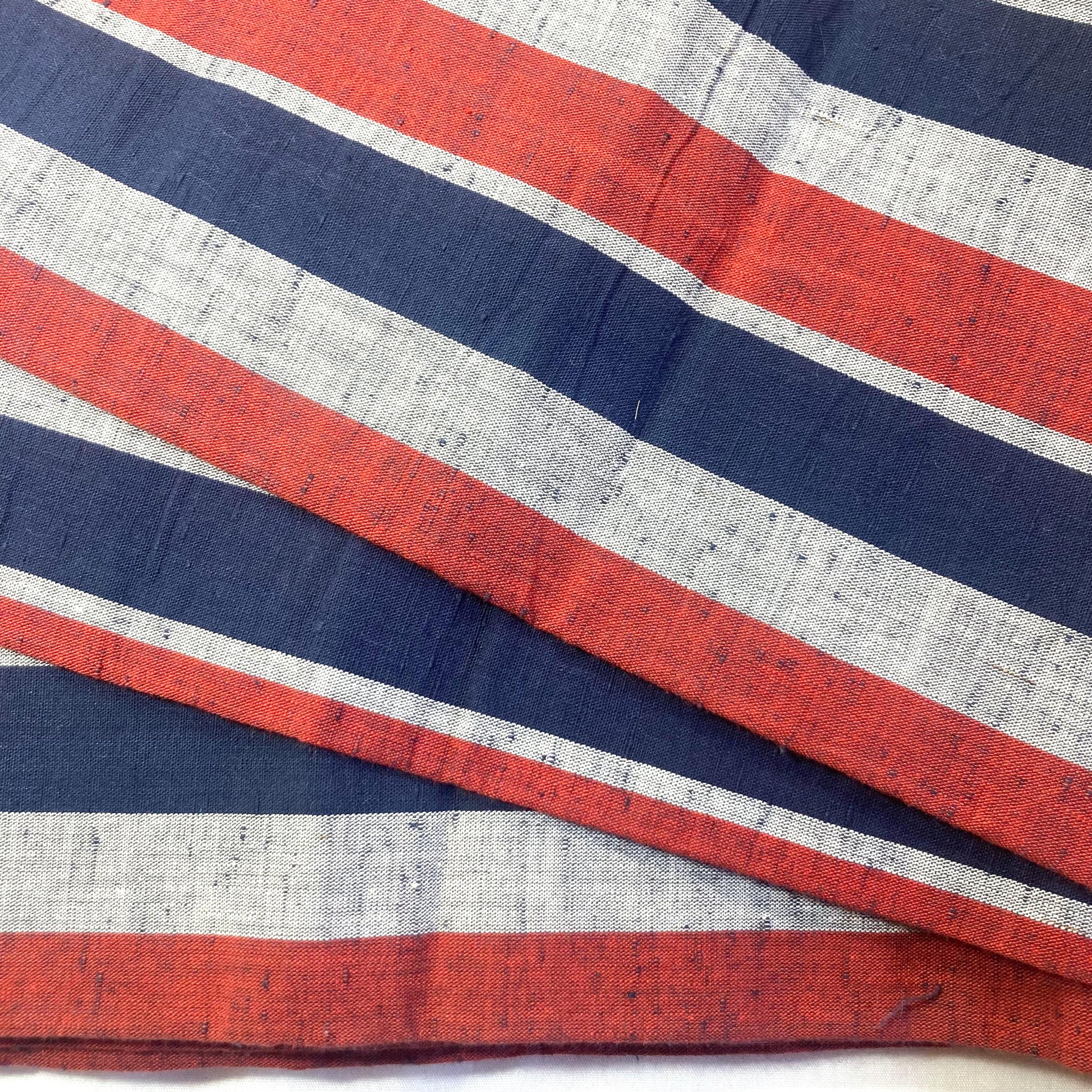 Simple Japanese hanhaba obi - blue, red, yellow, and gray stripes
