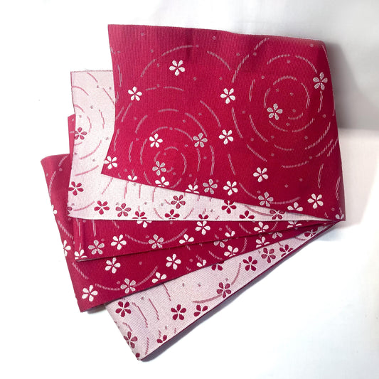 Simple Japanese hanhaba obi - two shades of pink with flowers over water