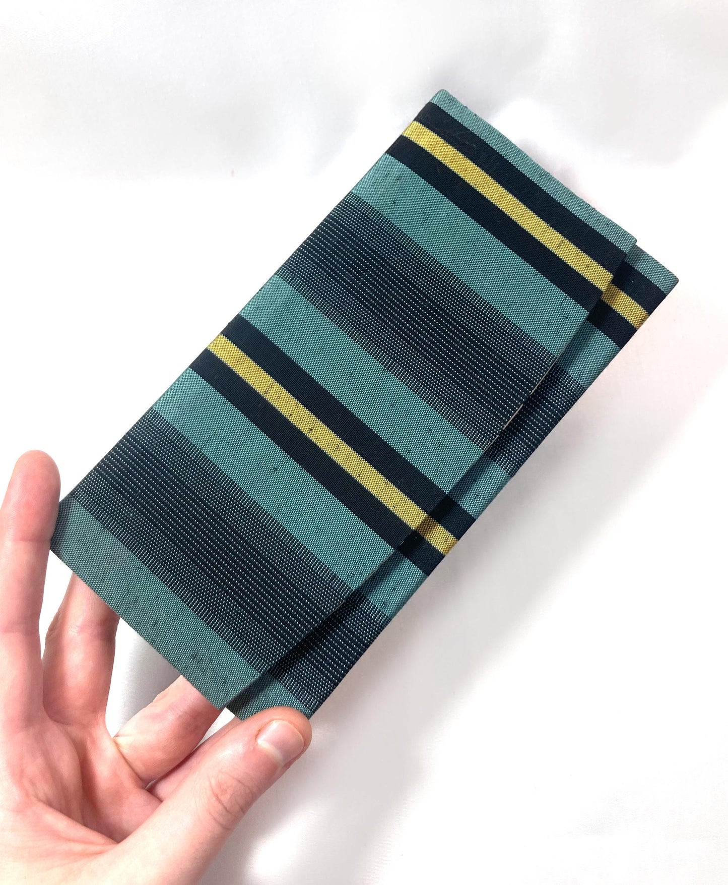 Vintage Japanese slim wallet set - striped red and teal (B grade)