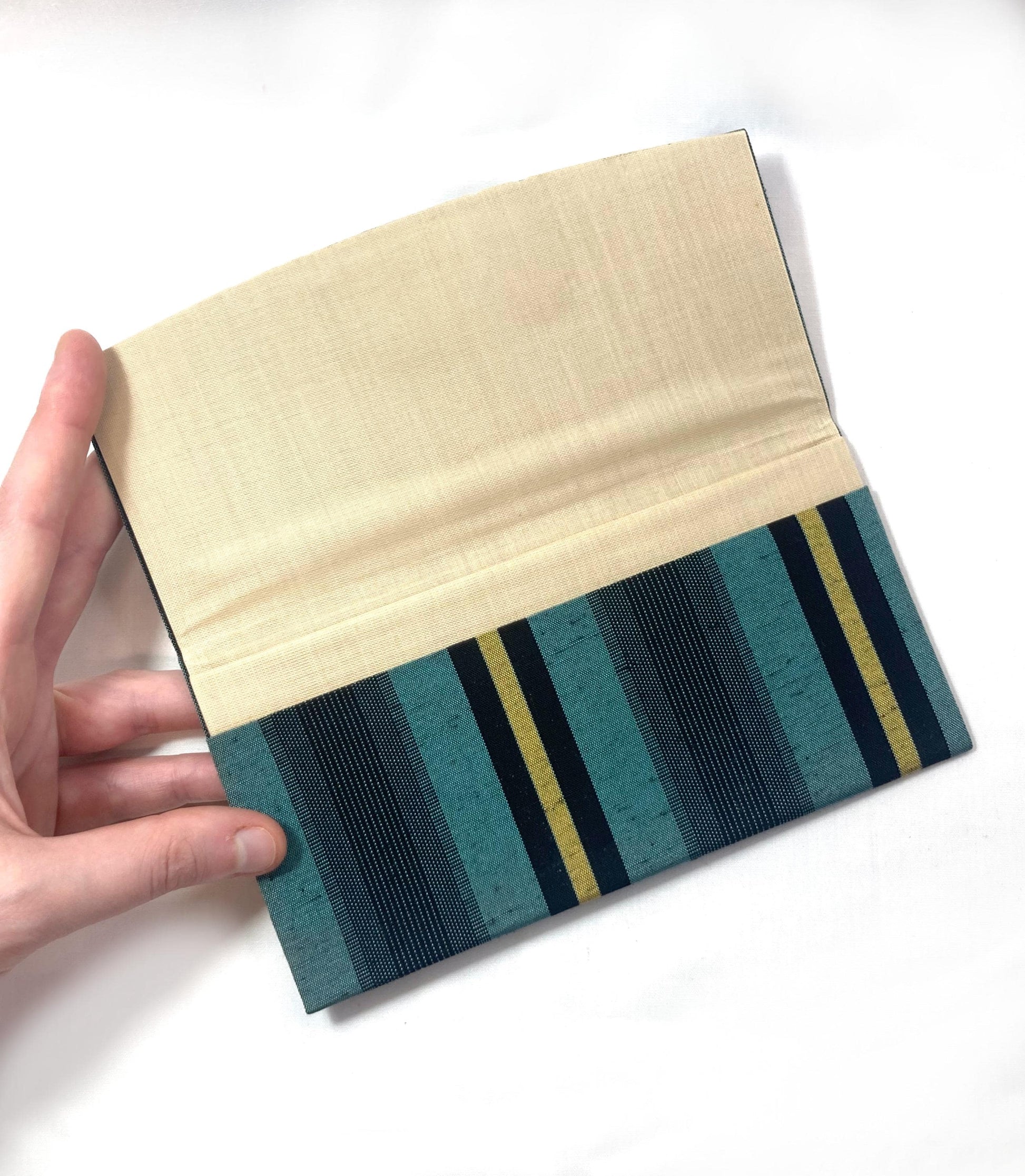 Vintage Japanese slim wallet set - striped red and teal (B grade)