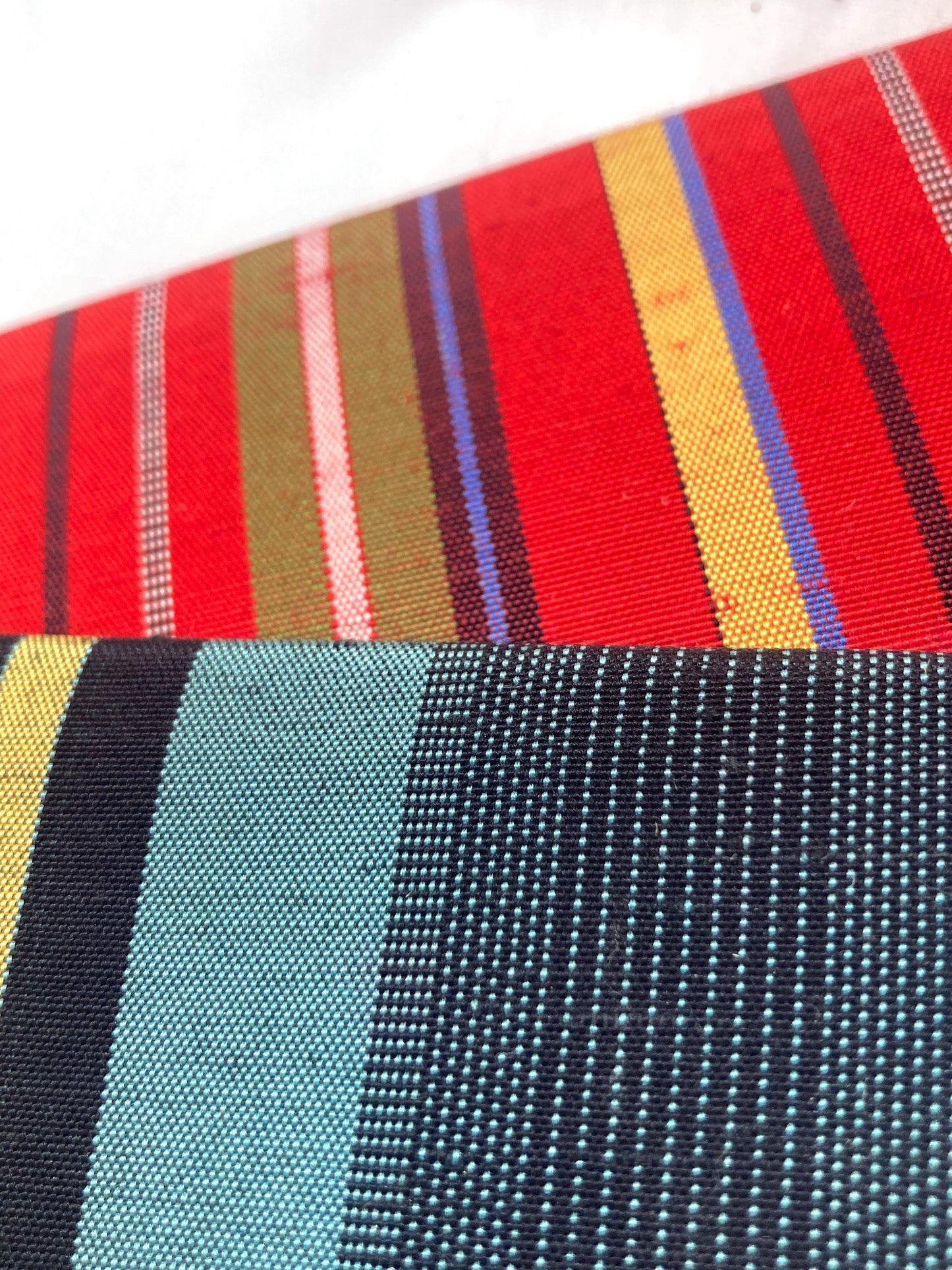 Vintage Japanese slim wallet set - striped red and teal (B grade)