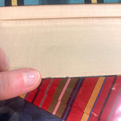 Vintage Japanese slim wallet set - striped red and teal (B grade)