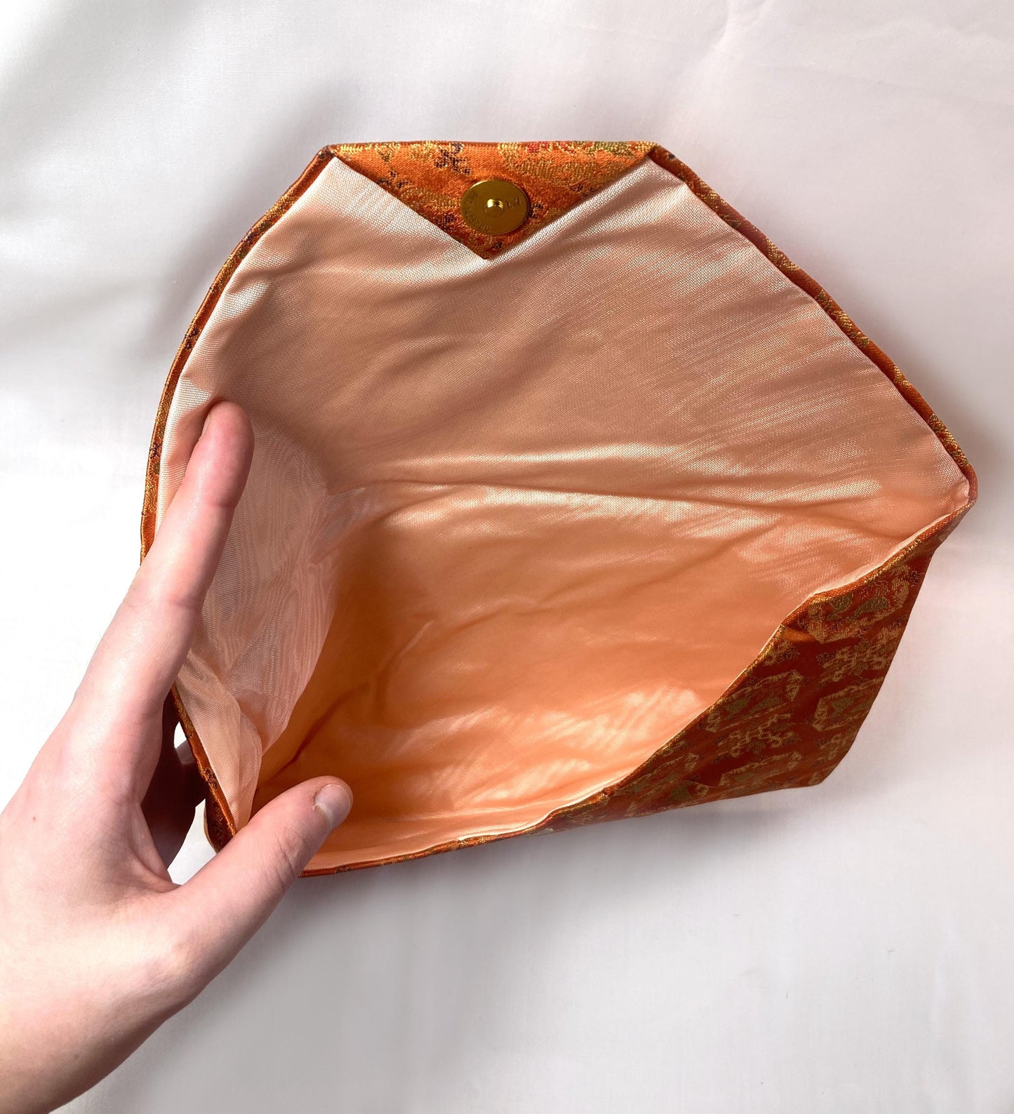 Vintage Japanese soft pouch - orange with a tile pattern