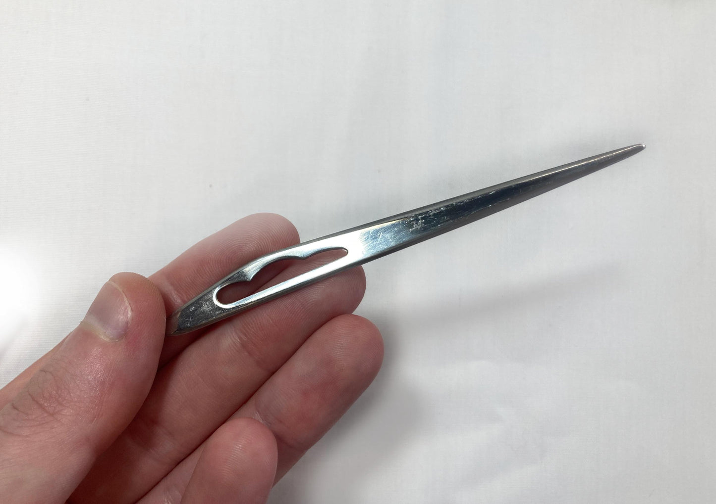 Vintage Japanese slim wallet /kaishi ire - light blue and silver with a matching food pick