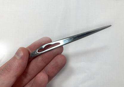 Vintage Japanese slim wallet /kaishi ire - light blue and silver with a matching food pick