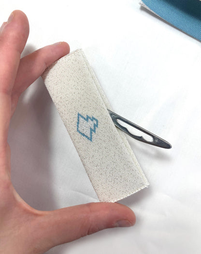 Vintage Japanese slim wallet /kaishi ire - light blue and silver with a matching food pick