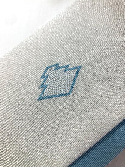 Vintage Japanese slim wallet /kaishi ire - light blue and silver with a matching food pick