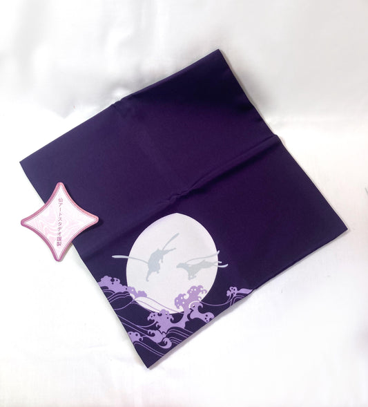 Japanese fukusa cloth - purple with bunnies and the moon