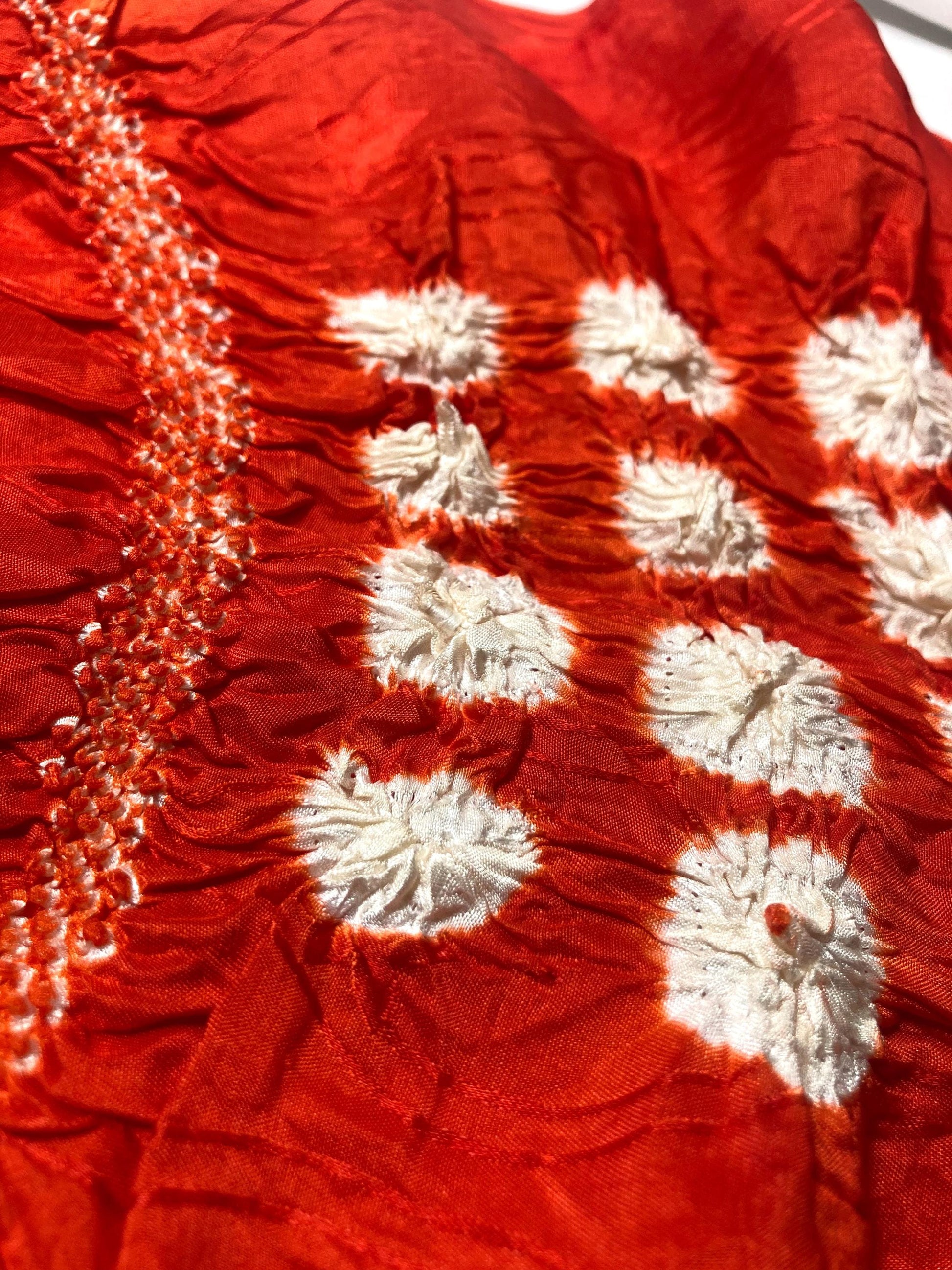 Vintage kimono accessories set - bright red obiage and vivid blue, yellow, and red obijime