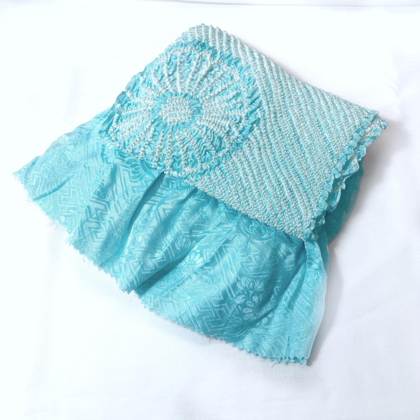 Vintage kimono accessories set - light blue obiage and dusty pink obijime