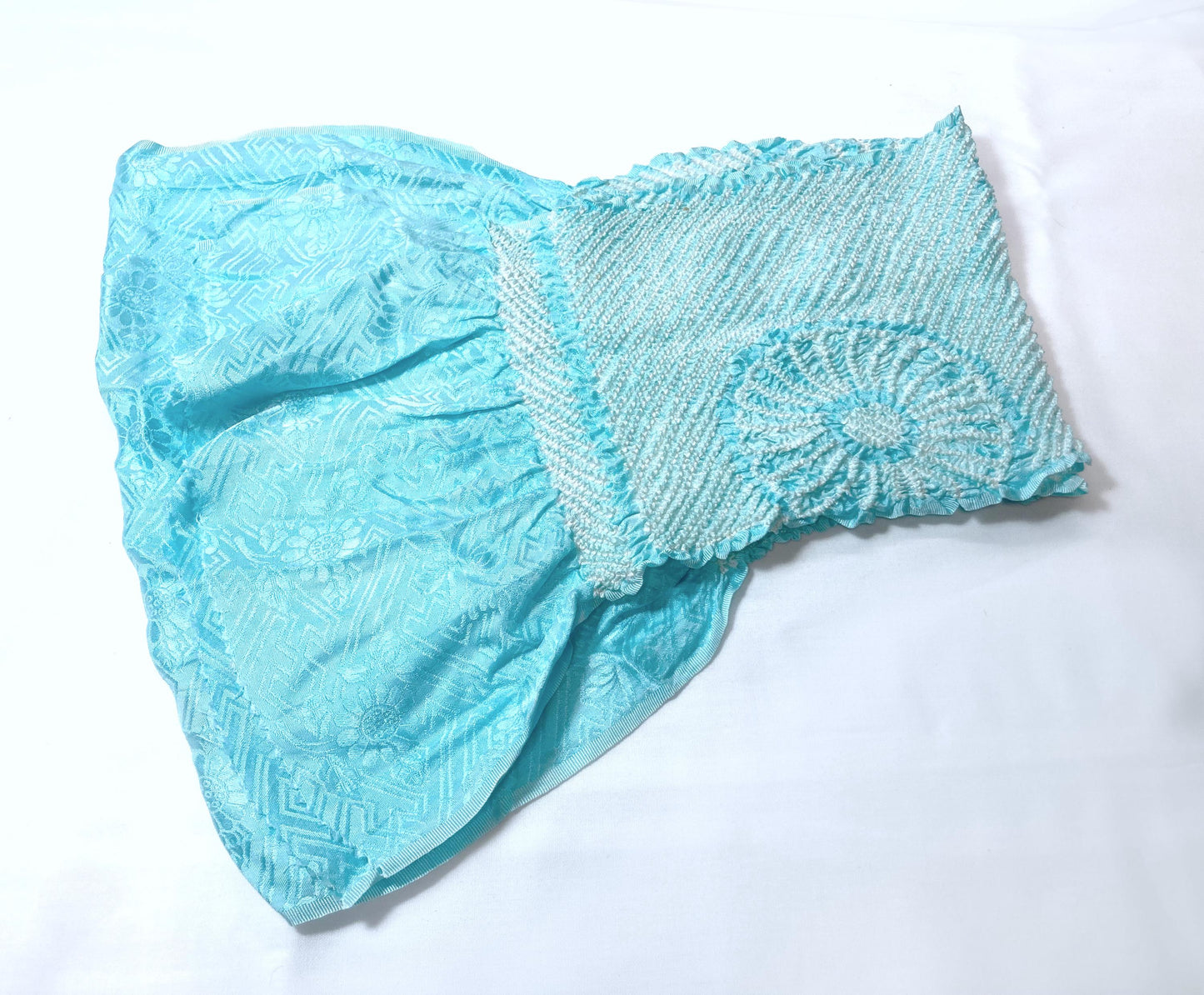 Vintage kimono accessories set - light blue obiage and dusty pink obijime