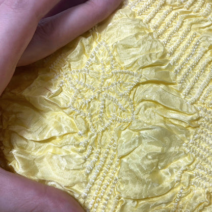 Vintage kimono accessories set - light yellow obiage and colorful mix obijime