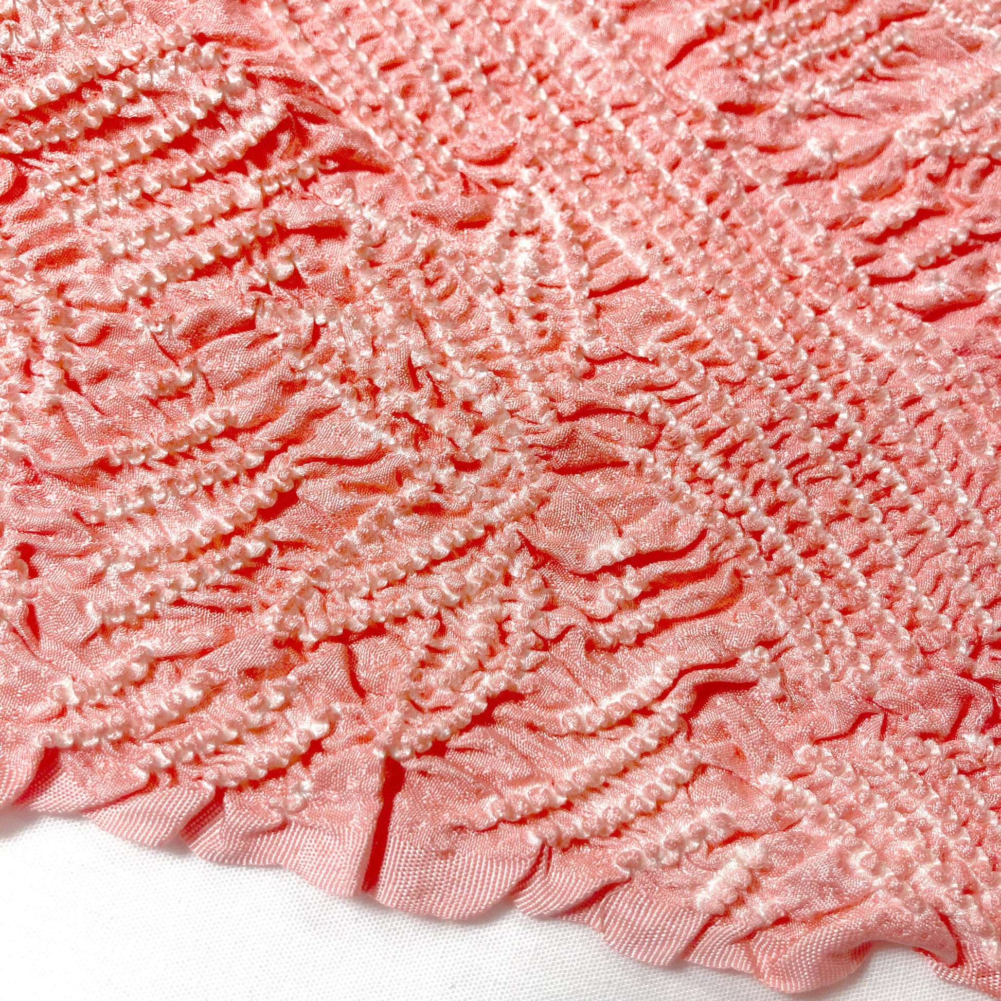 Vintage kimono accessories set - salmon pink obiage and pink-blue obijime