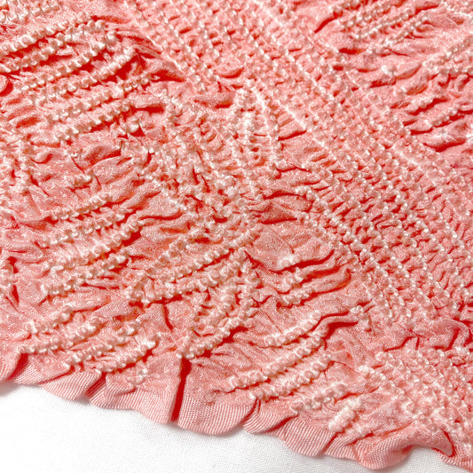 Vintage kimono accessories set - salmon pink obiage and pink-blue obijime