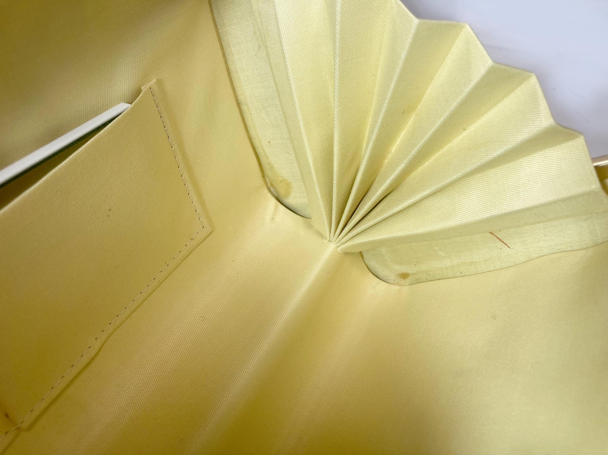 Vintage kimono handbag - metallic golden green and orange with delicate floral motif