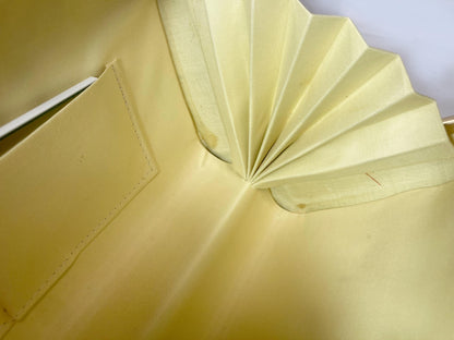 Vintage kimono handbag - metallic golden green and orange with delicate floral motif