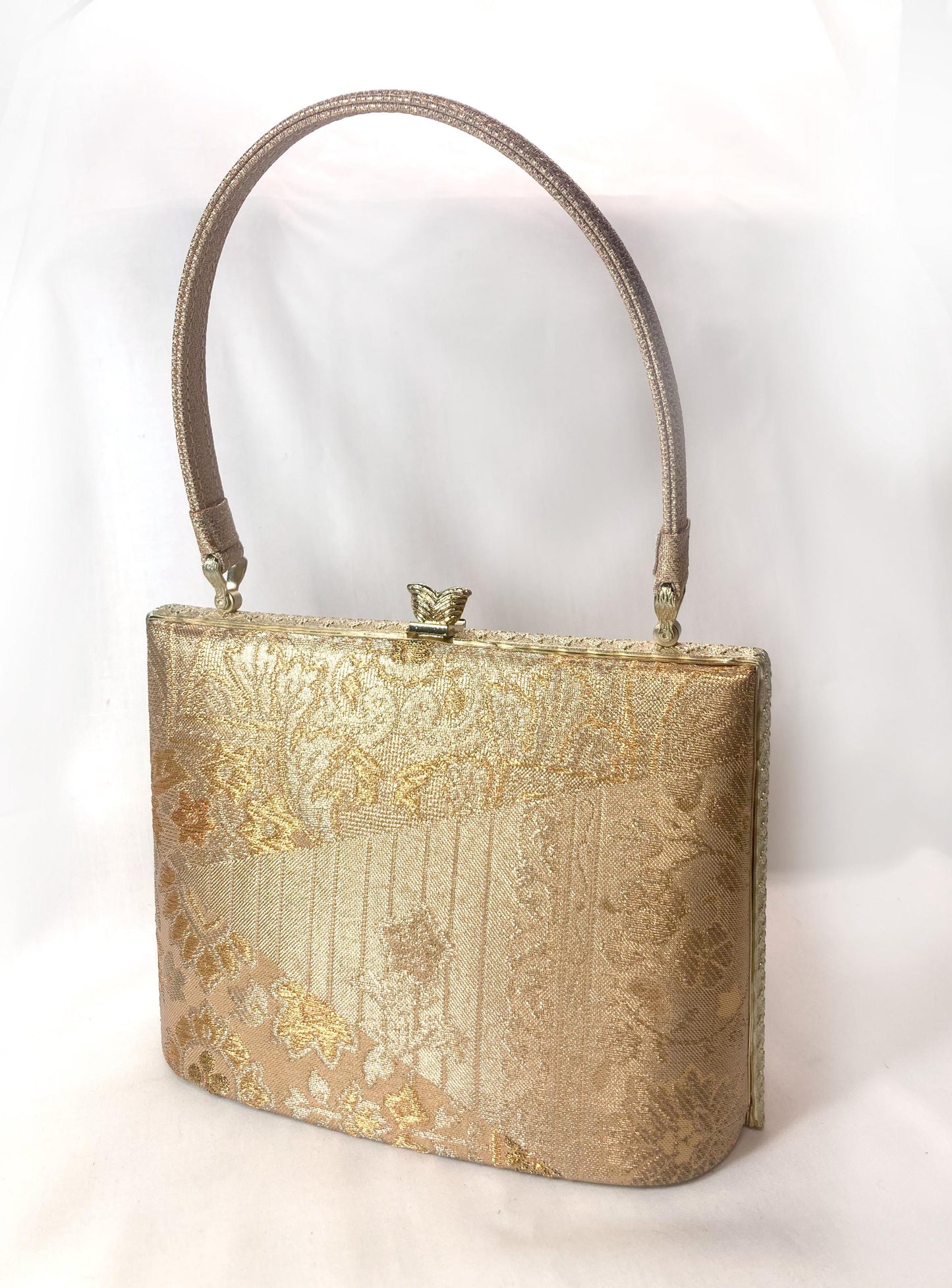 Vintage kimono handbag - metallic golden tapestry