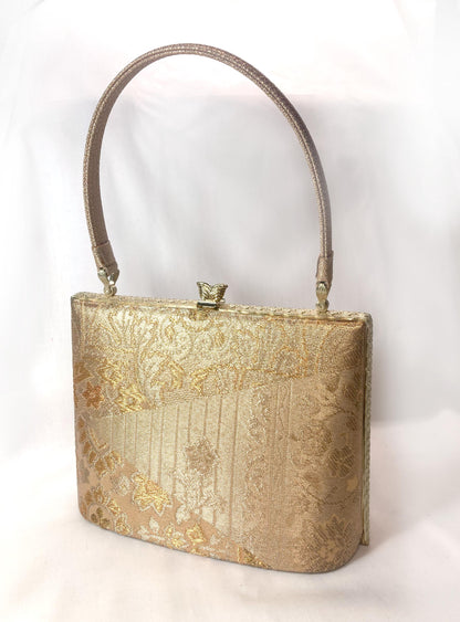 Vintage kimono handbag - metallic golden tapestry