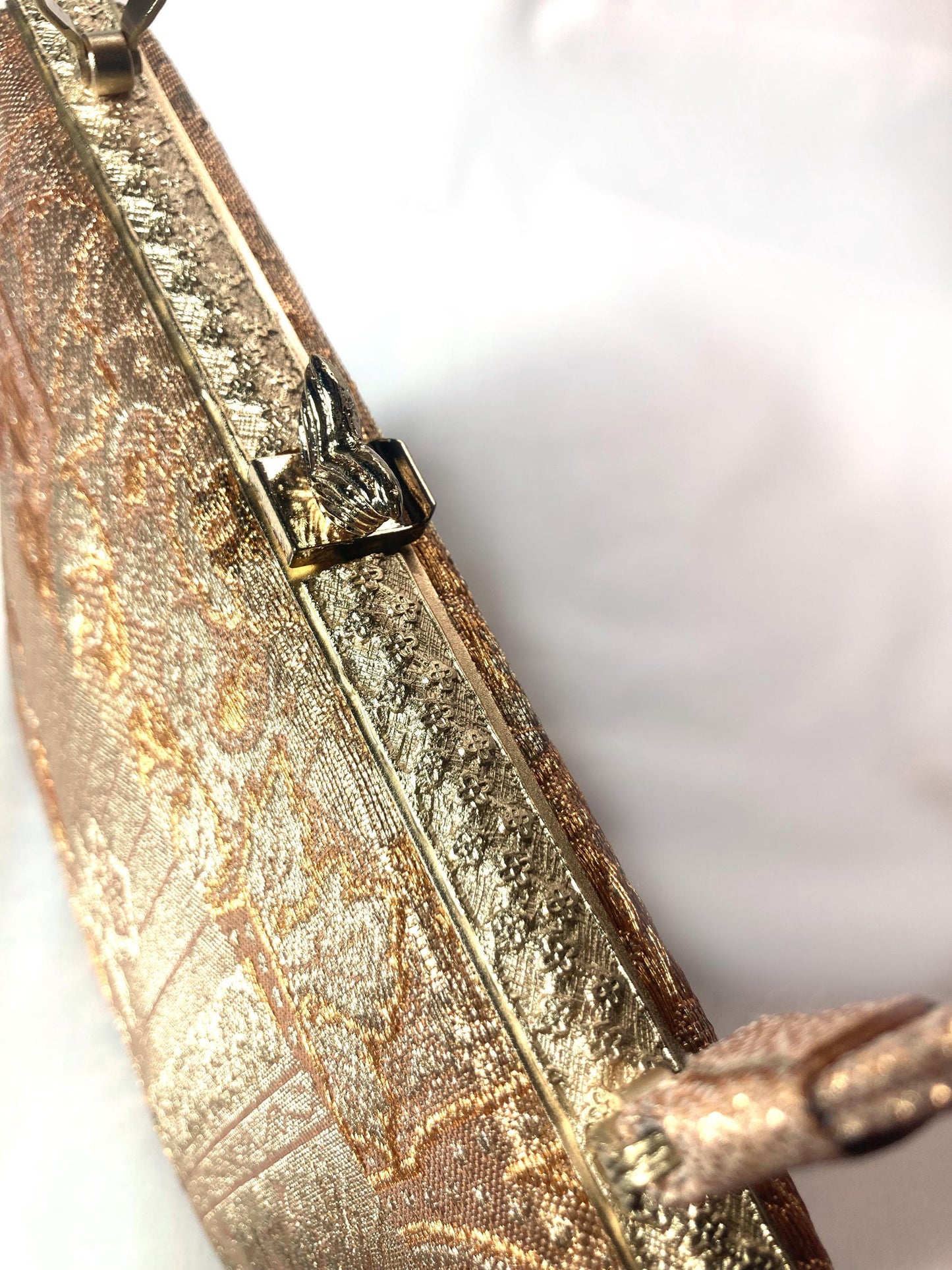 Vintage kimono handbag - metallic golden tapestry