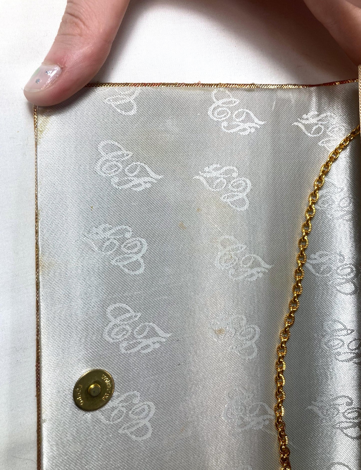 Vintage kimono two-way handbag - gold and pastel floral brocade