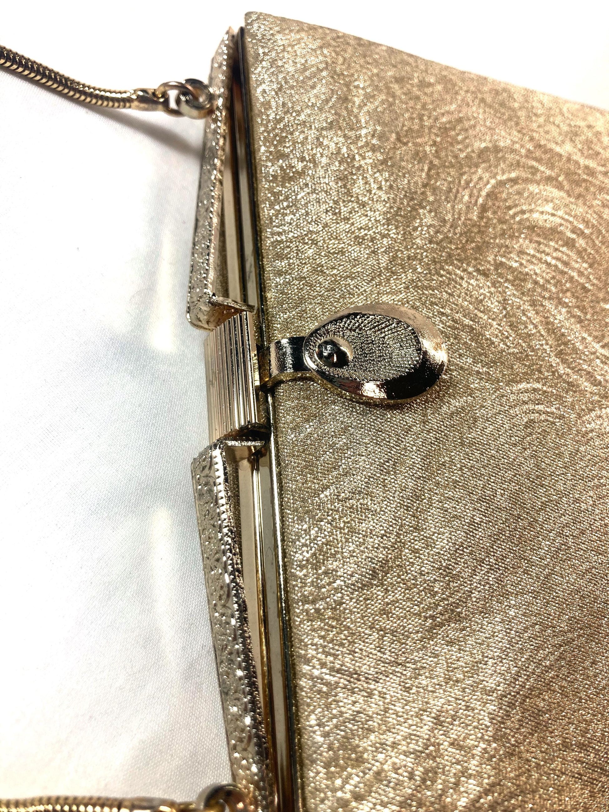 Vintage miniature handbag - golden with wavy pattern