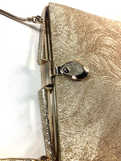 Vintage miniature handbag - golden with wavy pattern