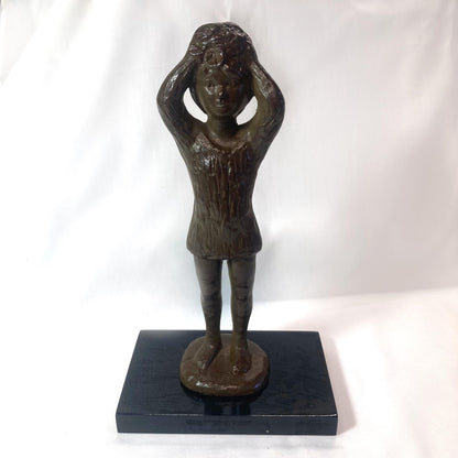 Japanese metal cast female bust - "Yorokobi" by Ueki Chikara