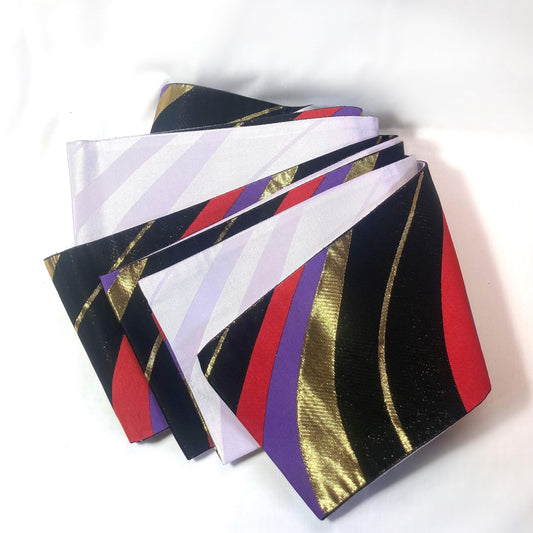 Reversible hanhaba obi - white and black, purple, and red waves - obi for dancing