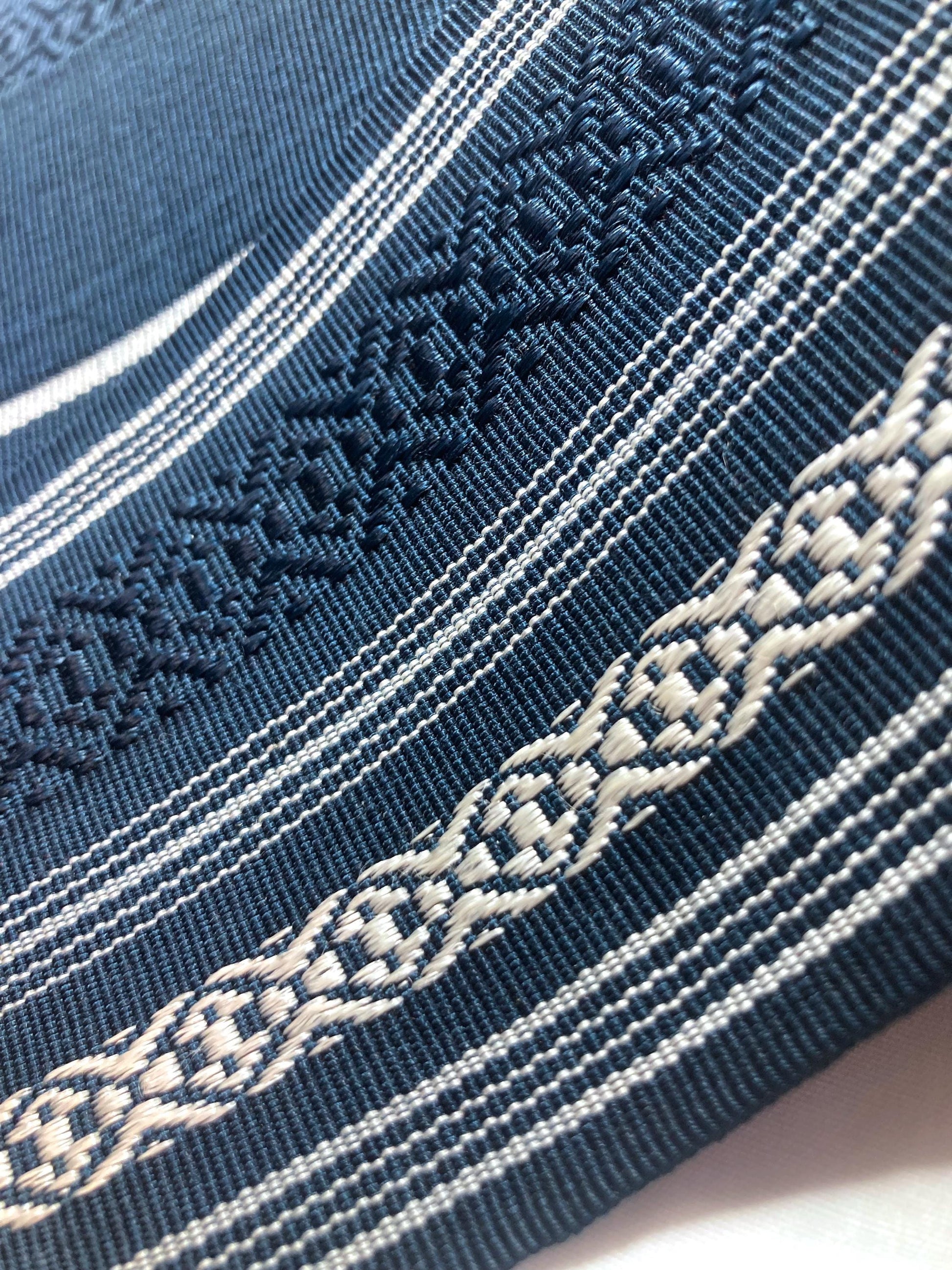 Vintage narrow kaku obi - teal hakata ori (silk)