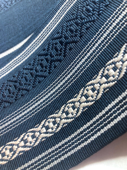 Vintage narrow kaku obi - teal hakata ori (silk)