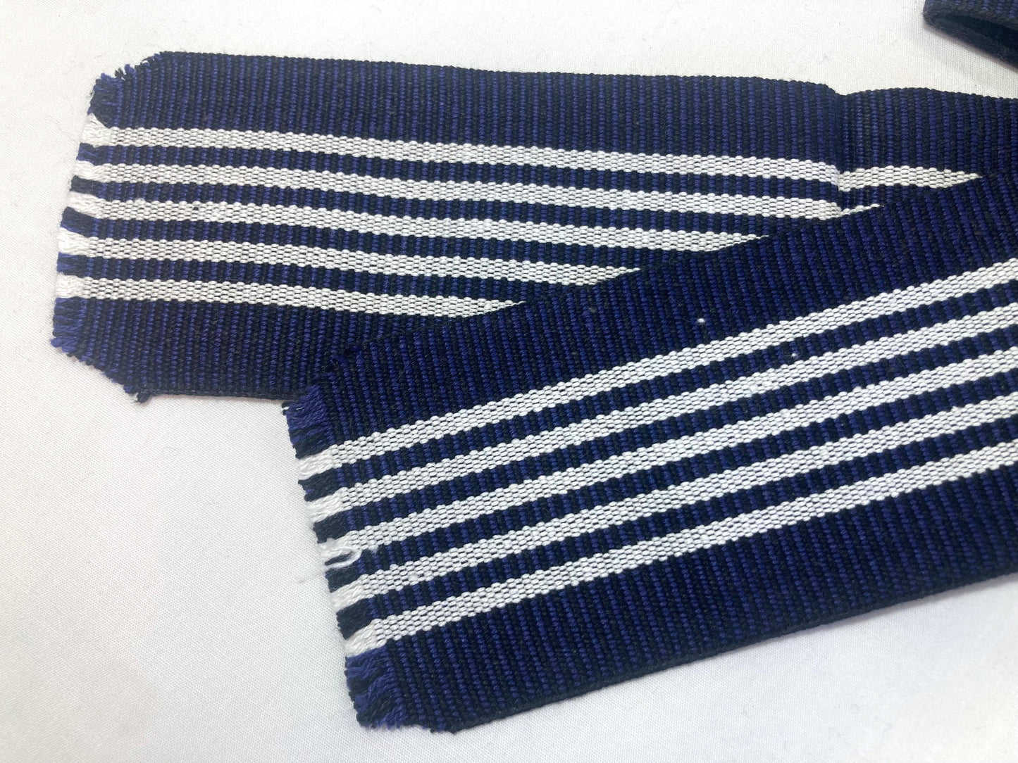 Japanese narrow tanzen obi - rugged blue and white, with a small pocket