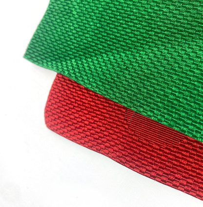 Reversible Japanese hanhaba obi - vivid red and green polka dots