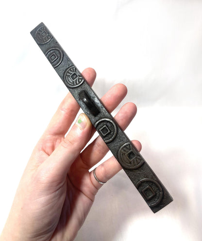 Japanese iron cast paperweight - old coins bar