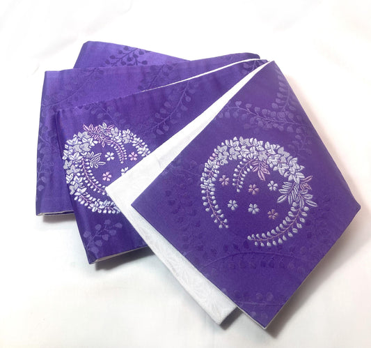 Reversible Japanese hanhaba obi - light purple and white with wisteria pattern