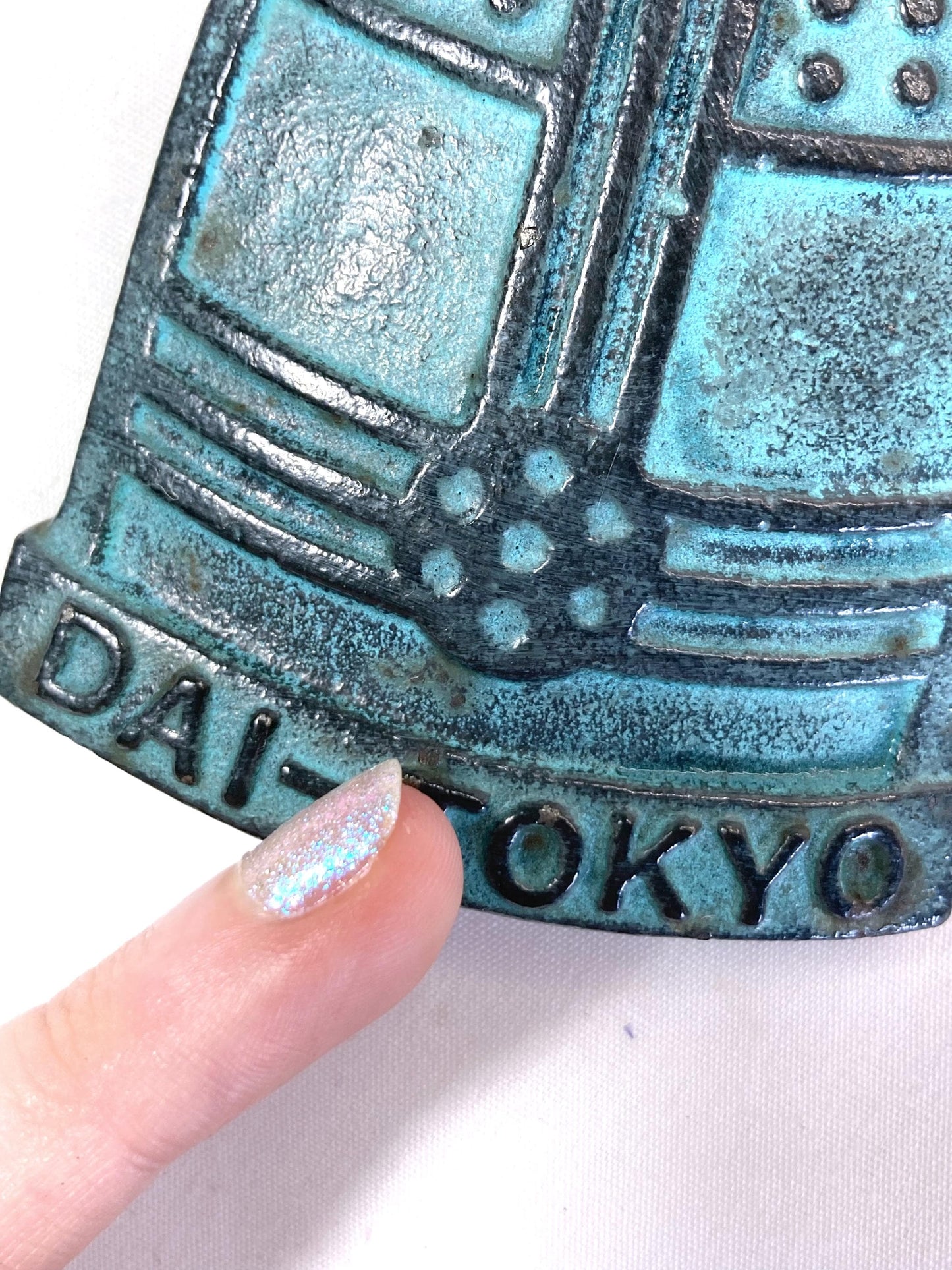Japanese iron cast paperweight - temple bell