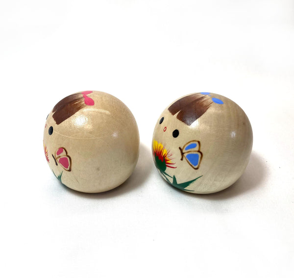 Traditional Japanese wooden doll set - safflower girls