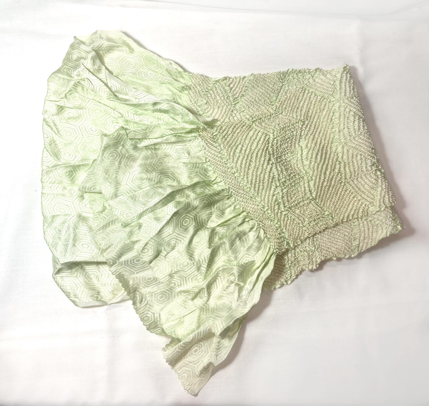 Vintage kimono accessories set - light green obiage and pastel mix obijime (B grade)