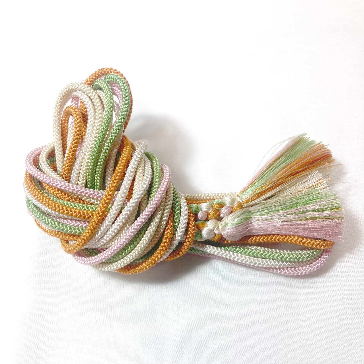 Vintage kimono accessories set - light green obiage and pastel mix obijime (B grade)