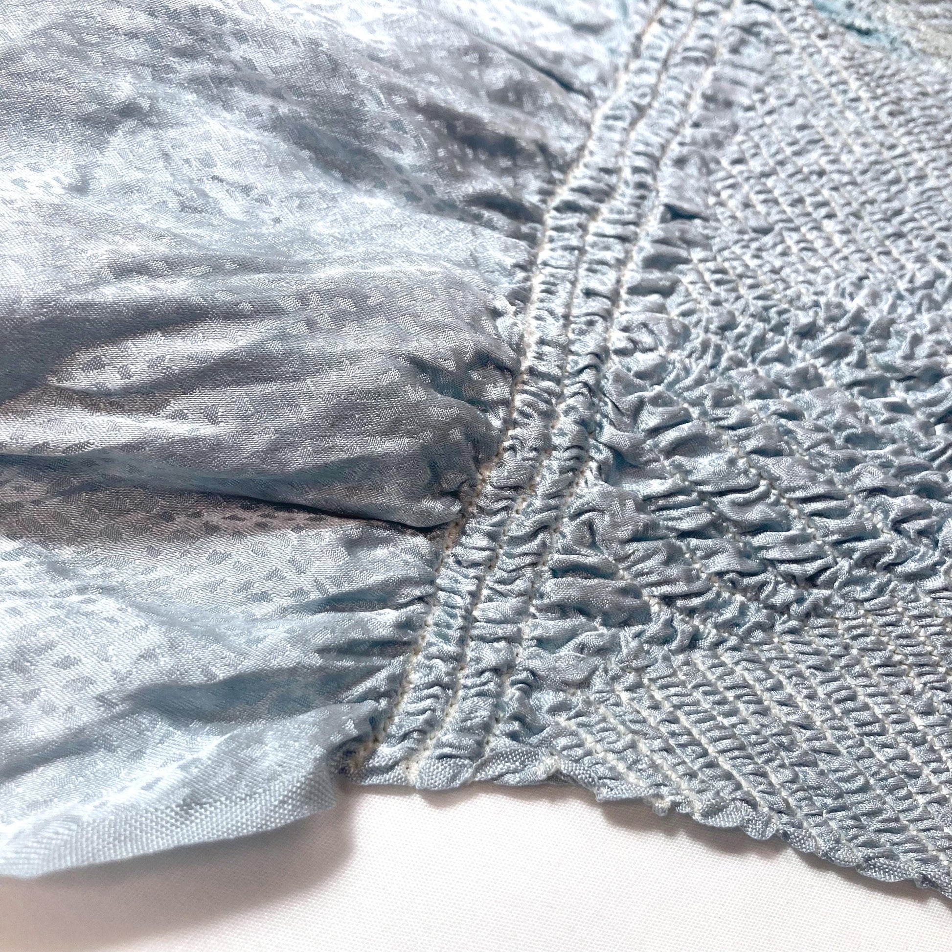 Vintage kimono accessories set - powder blue obiage and pastel-gold obijime